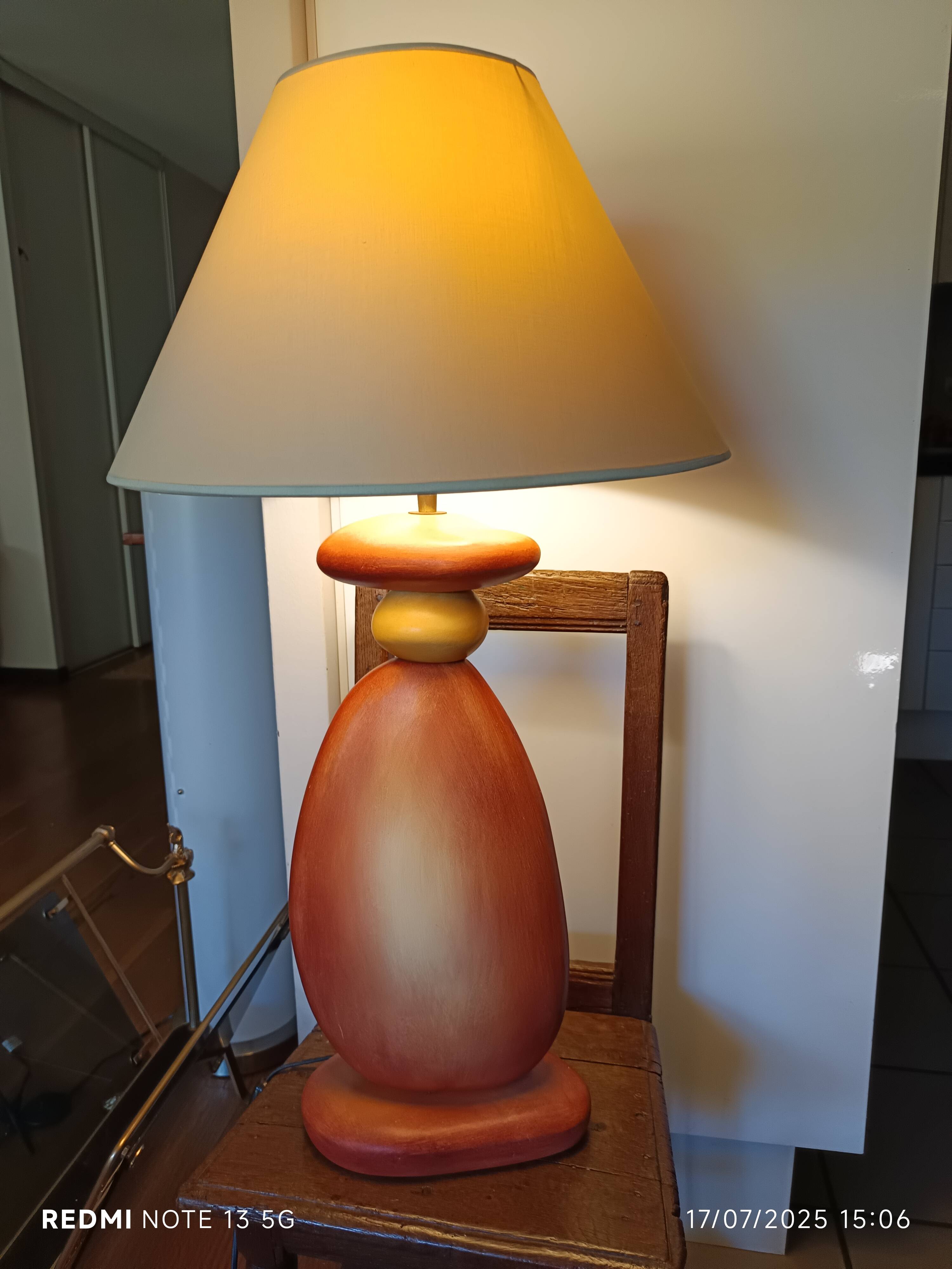 ceramic pebble lamp 1990 signed François Chatain