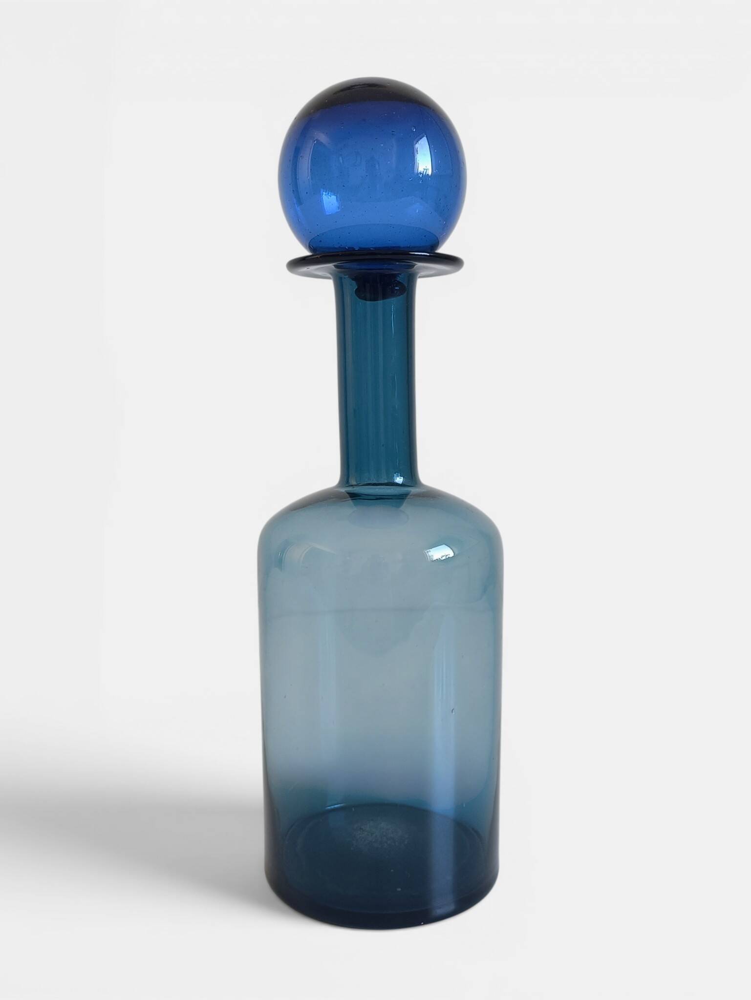 Scandinavia Modern Otto Bauer for Holmegaard Blue Glass Bottle Decanter