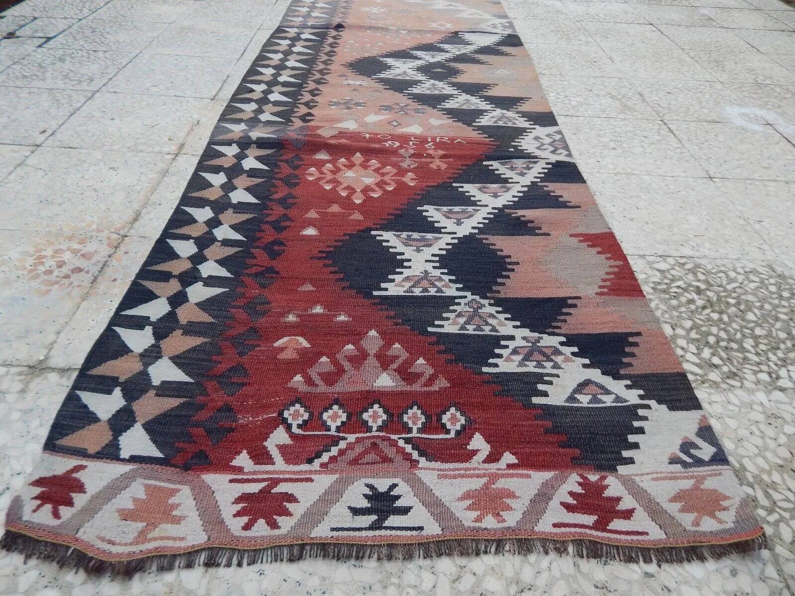 Vintage Turkish hallway rug 86x357 cm