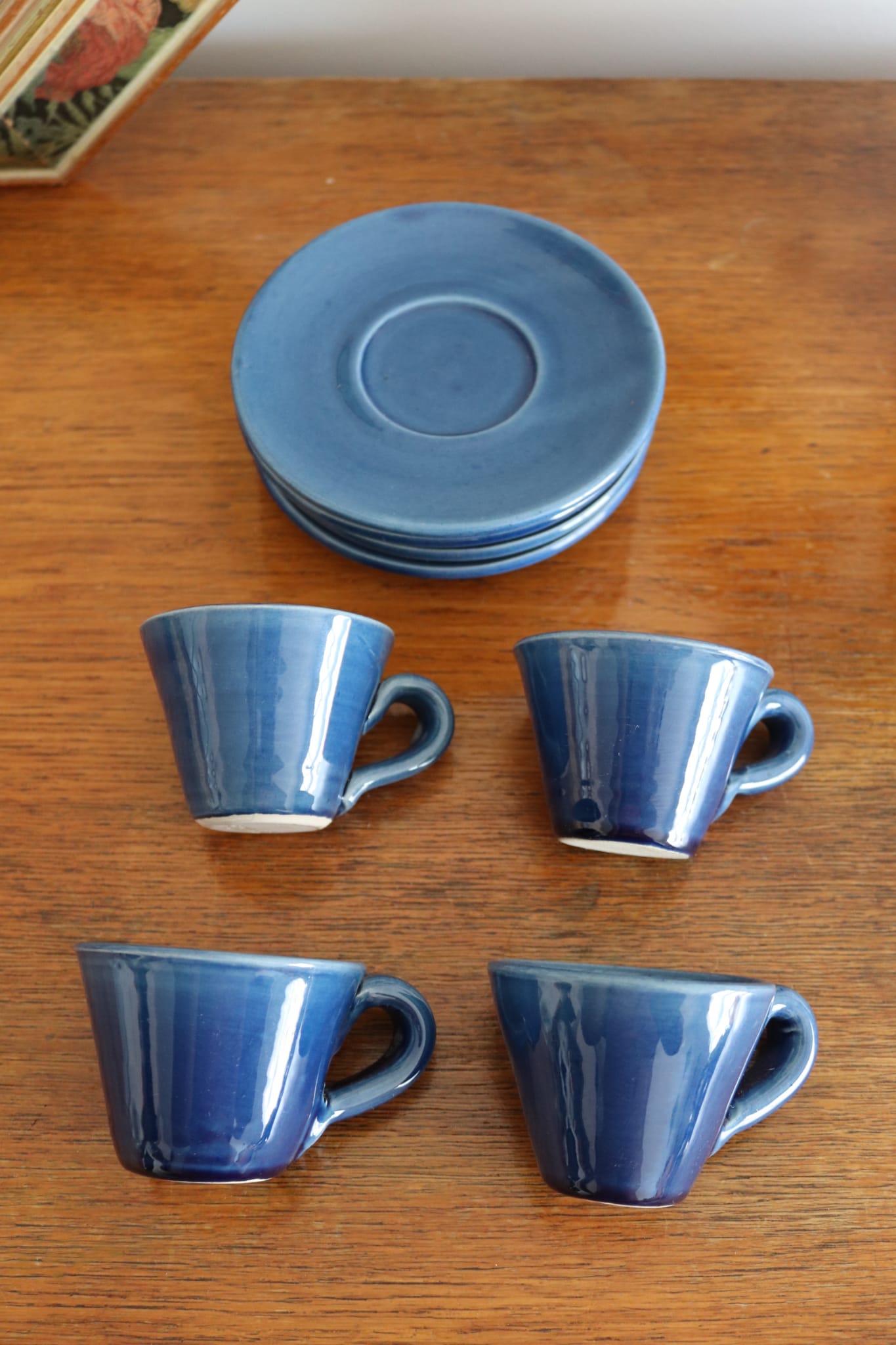 4 cups and saucers midnight blue workshop Vallauris