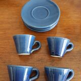 4 cups and saucers midnight blue workshop Vallauris
