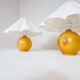 Sculptural modern table lamps from the mid-century in solid pine, Sweden, 1970s.