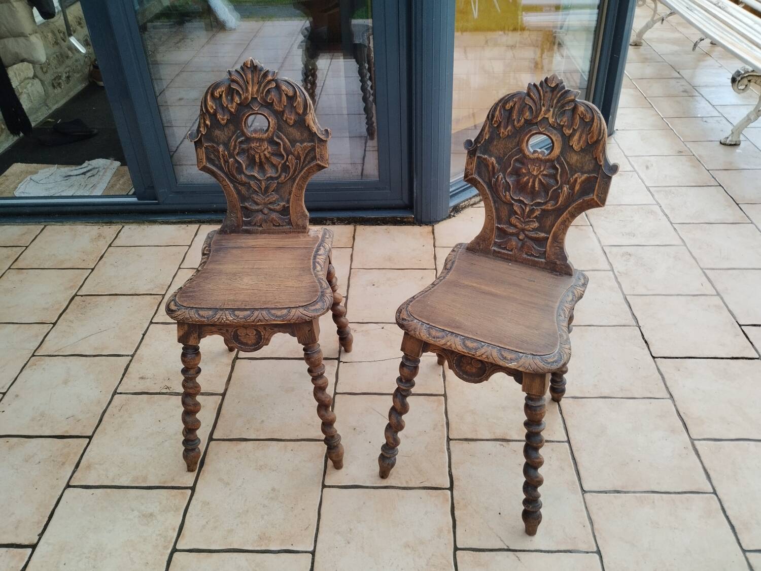 Pair of old Alsatian brutalist chairs