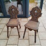 Paire de chaises brutaliste alsaciennes ancienne