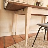 Old farmhouse table metal compass base