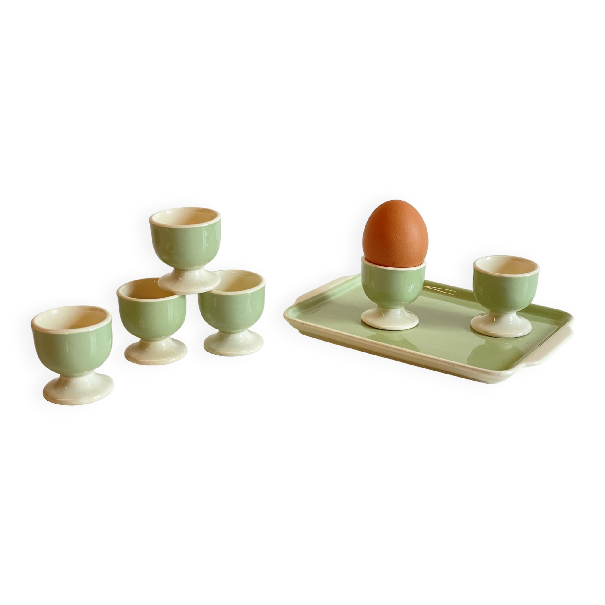 6 coquetiers sur plateau céramique par villeroy & boch