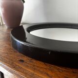 Vintage round mirror from the 70s, smoked brown plastic
