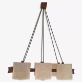 Suspension vintage 6 lumières, teck et perspex, 1960