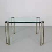 Peter Ghyczy for Ghyzcy Square Glass Coffee Table, 1970's Hollywood Regency