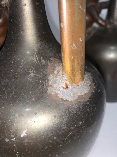 Pair of bronze pitcher vases