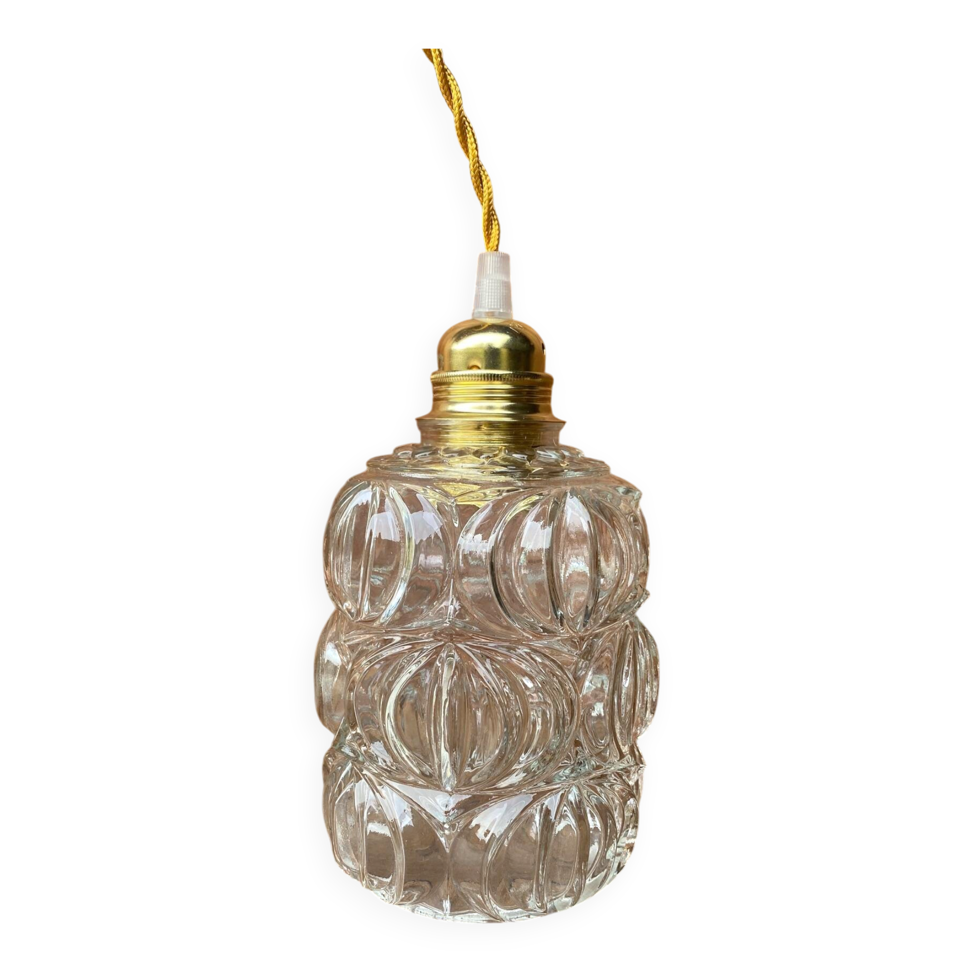 Vintage structured glass pendant globe.