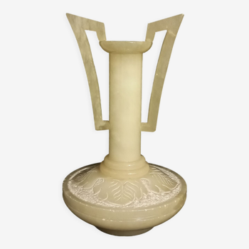 Alabaster vase with art nouveau handles