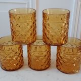 Set of 5 amber whisky glasses 70s