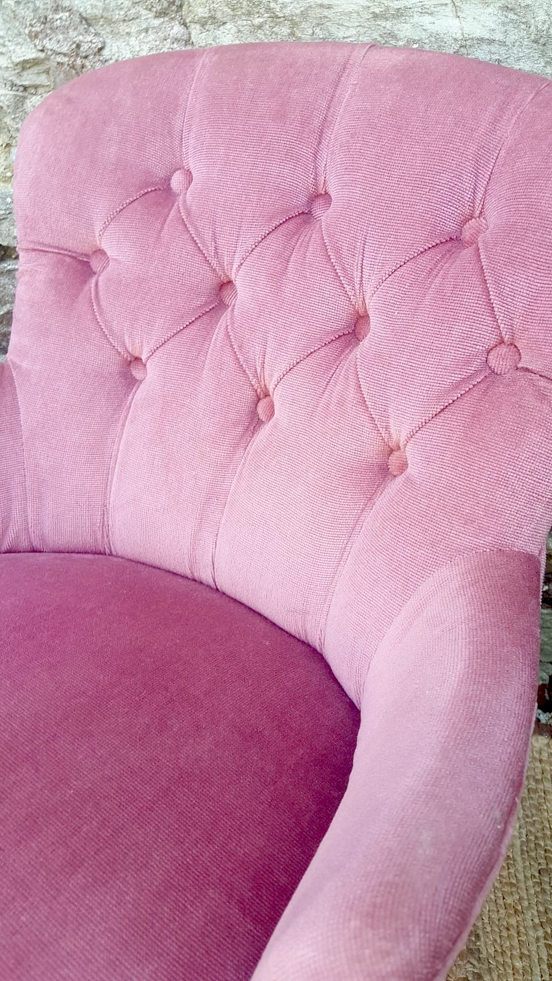 Pair of pink velvet toad chairs