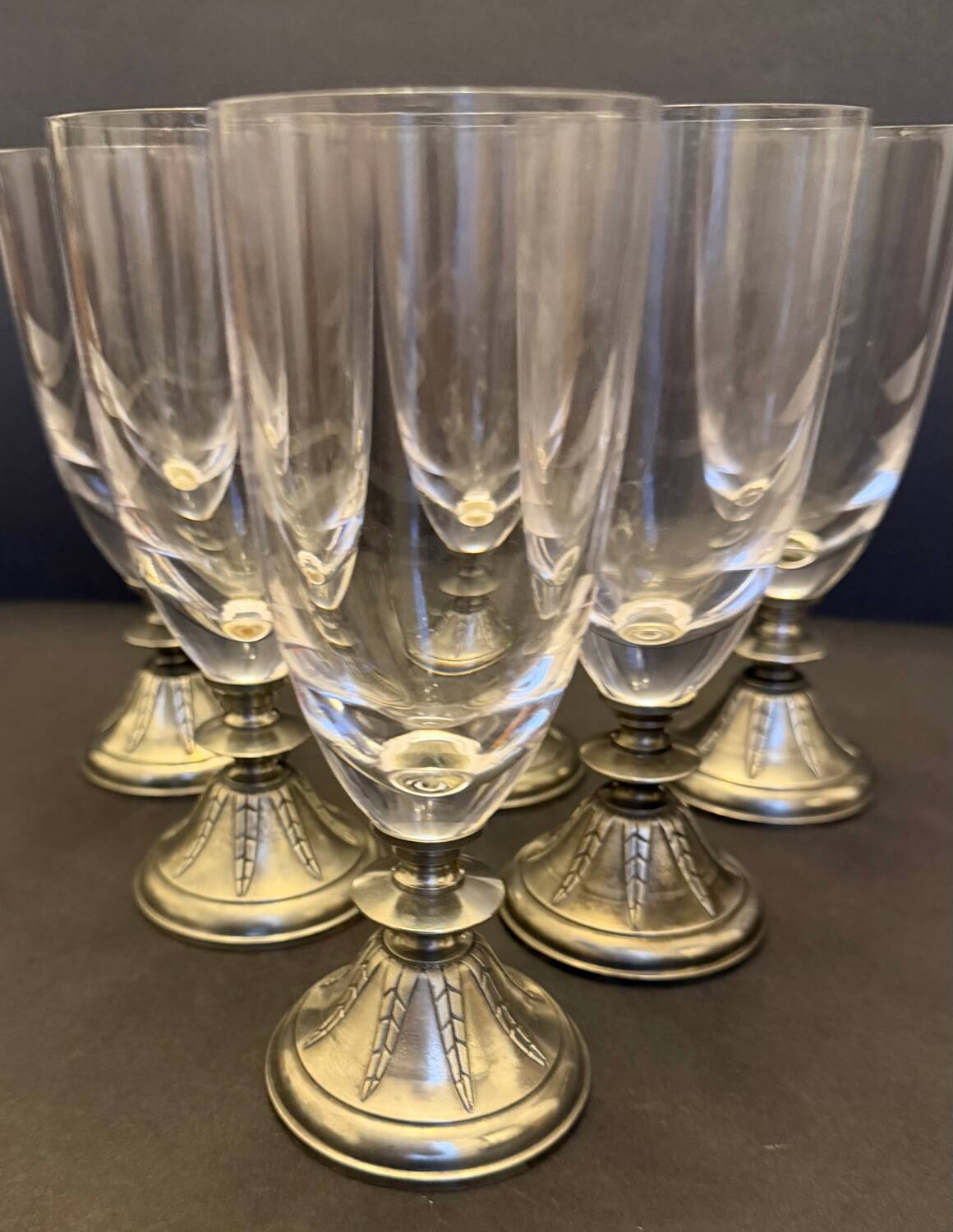 Set of 6 crystal champagne flutes