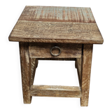 Small teak stool with 1 drawer