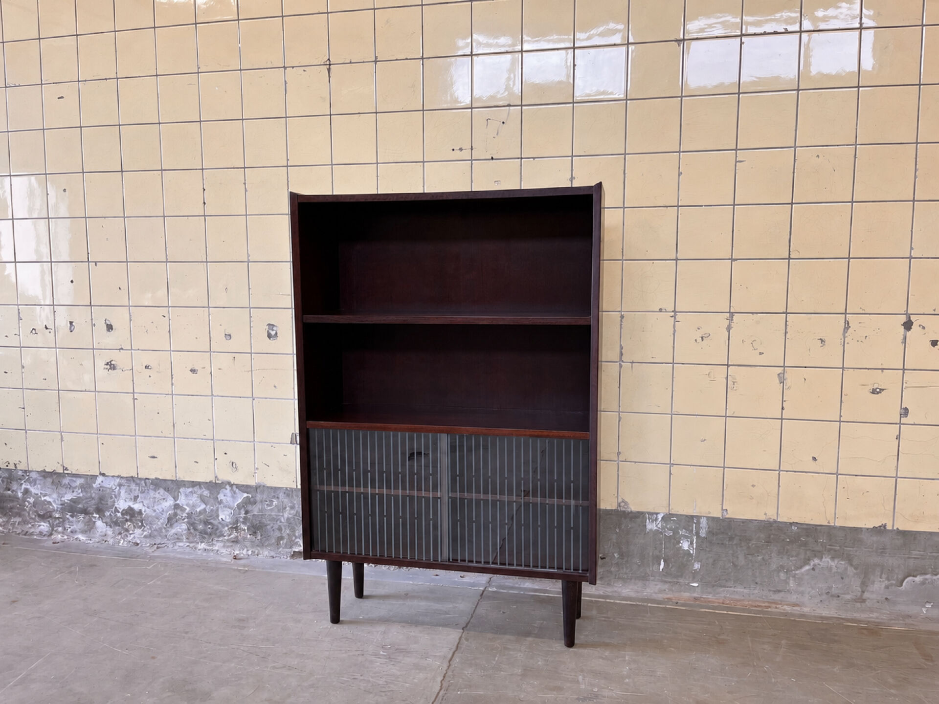 Danish bookcase with glass display