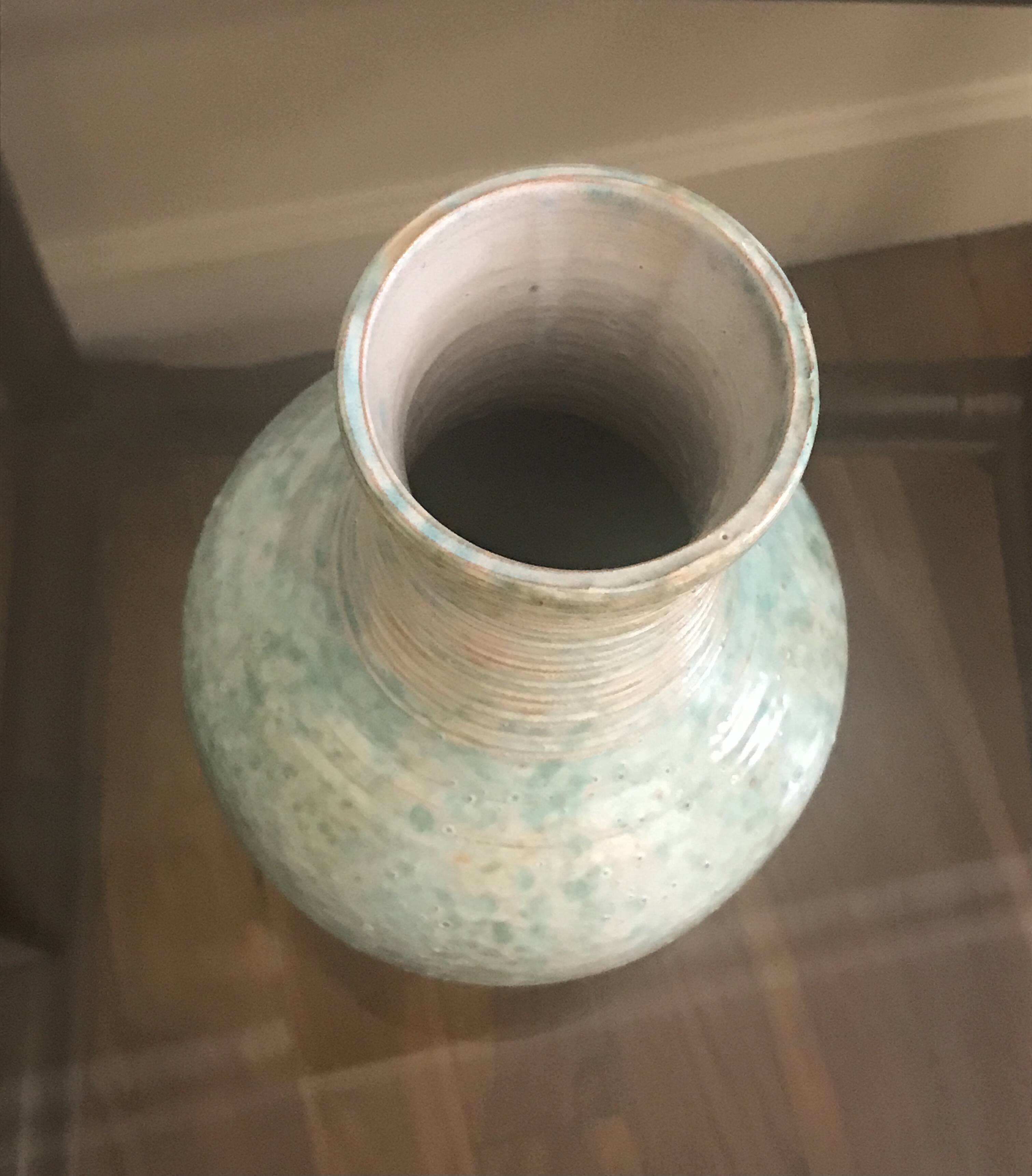 Antique turquoise terracotta vase