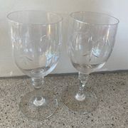 2 crystal wine glasses