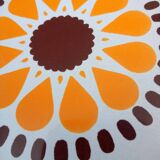Set of decorative tiles from the 70s, orange pop flowers