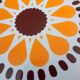 Set of decorative tiles from the 70s, orange pop flowers