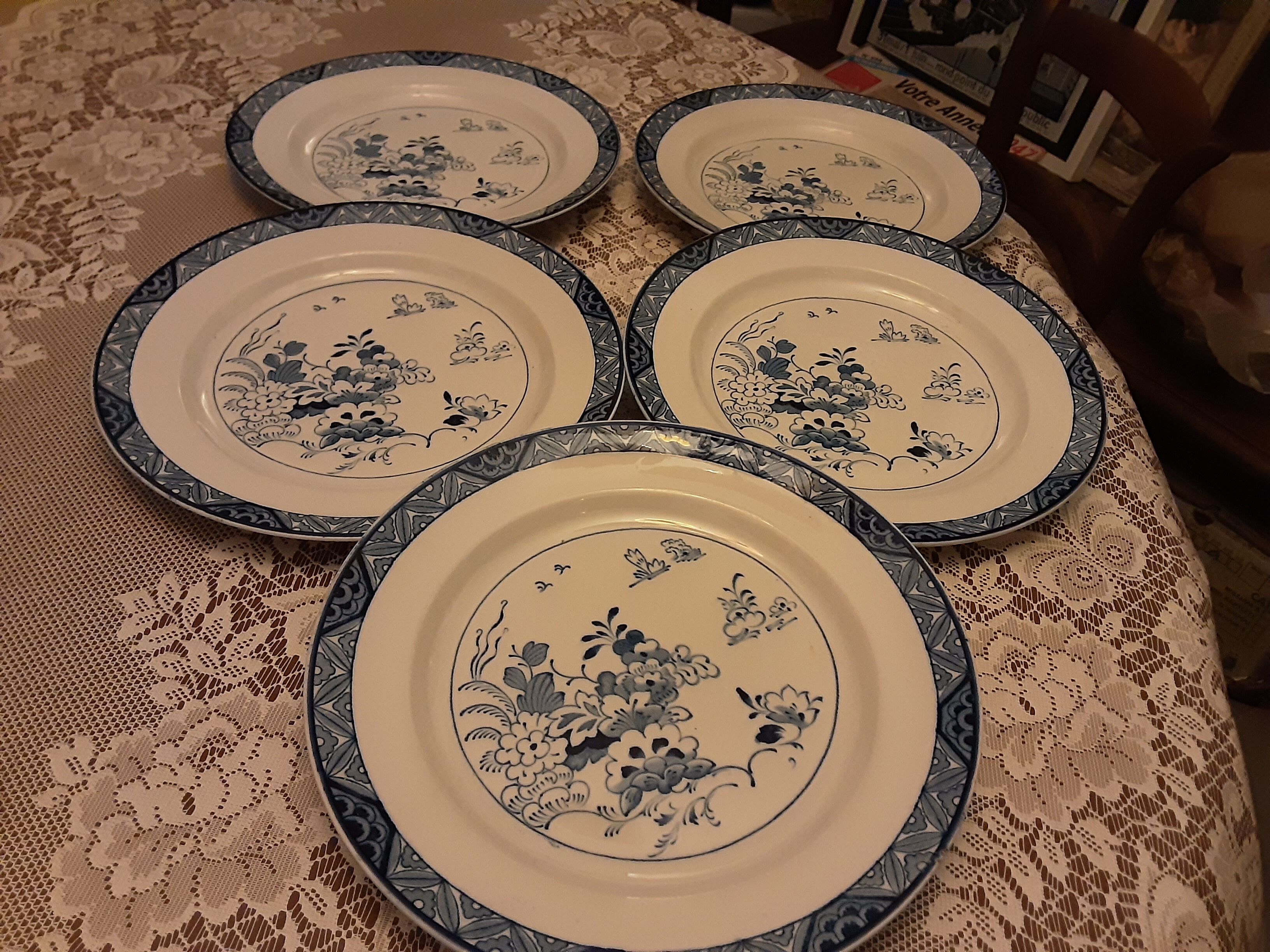 5 english faience plates booths neterlands