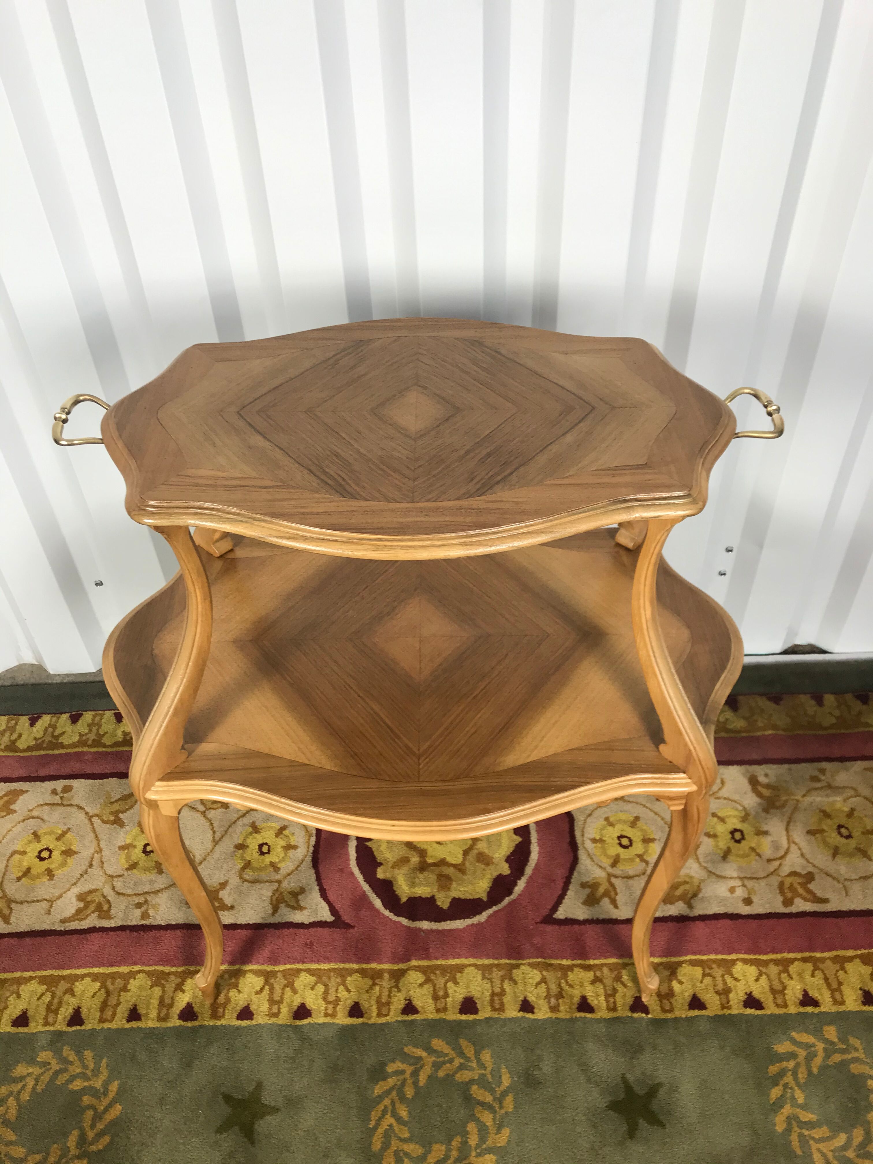 Louis XV-style tea table in renovated marquetry