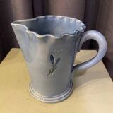 LAVENDER BLUE GLAZED TERRACOTTA WATER PITCHER