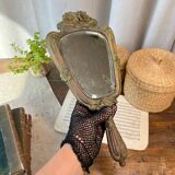 Wooden “hand-held” mirror with MB initials