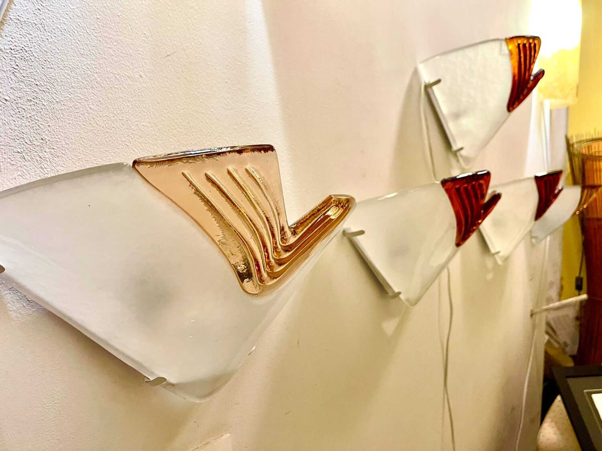 La murina paire d applique verre Murano ,Italie 1980