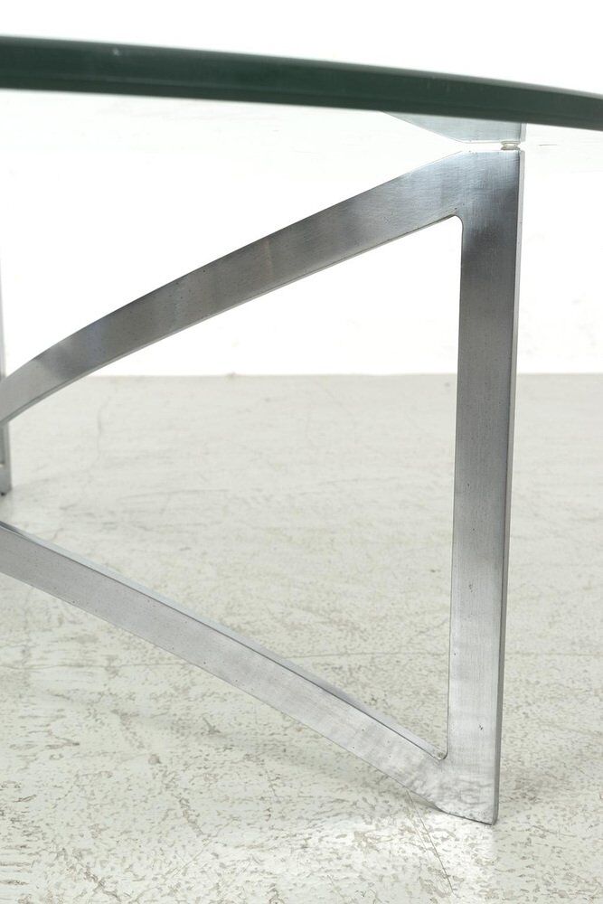Table basse vintage en verre et acier