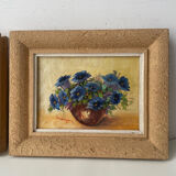 Duo of small flower bouquet paintings
