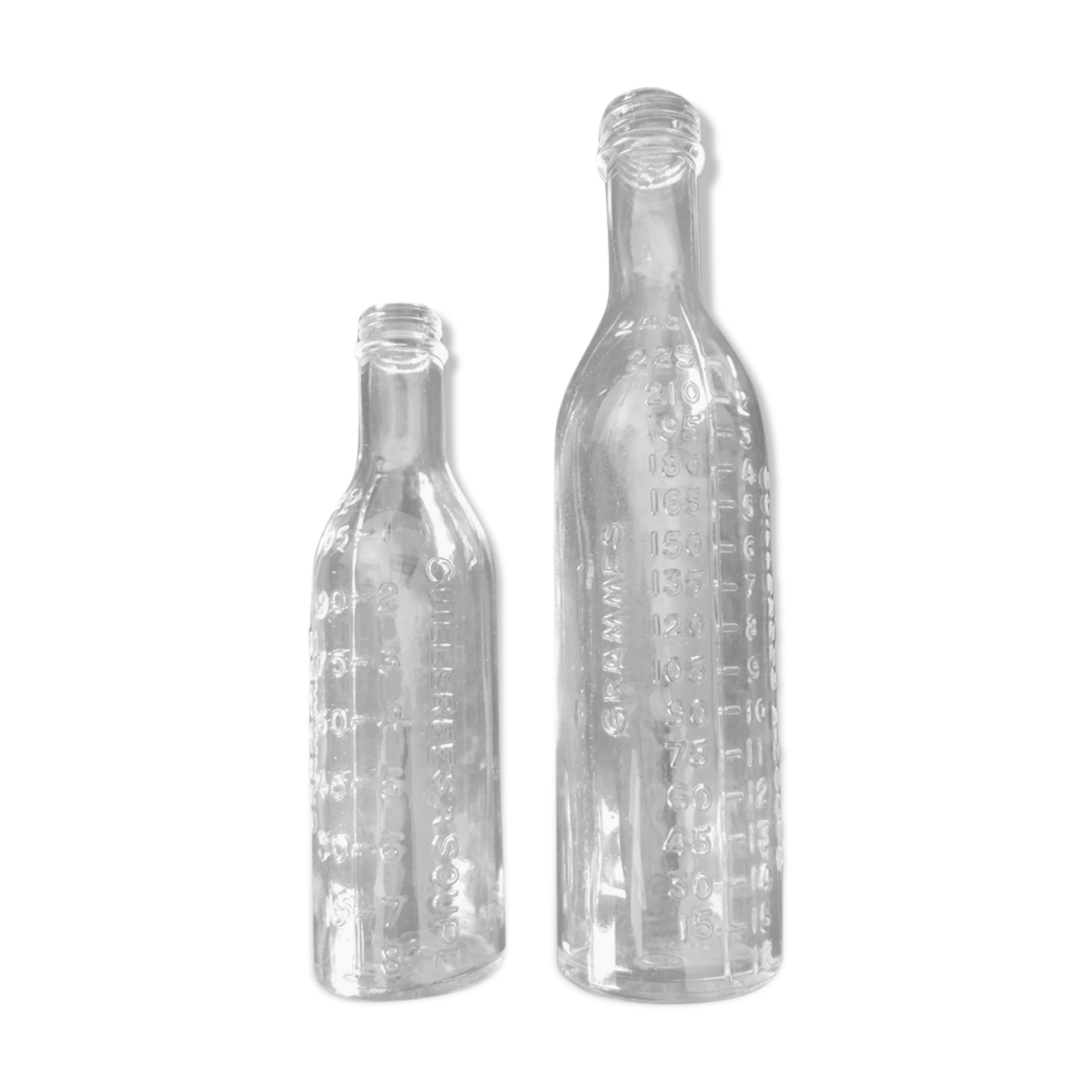 2 old graduated pharmacy bottles