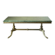 Green marble coffee table with vintage brass.