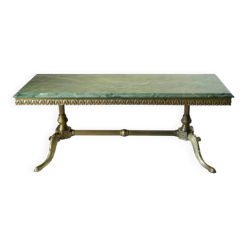 Table basse en marbre vert et laiton vintage
