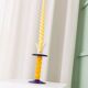 Murano Glass Candleholder - Postmodern Memphis Milano 1980s, Yellow Stem, Cobalt Base, Clear Cup
