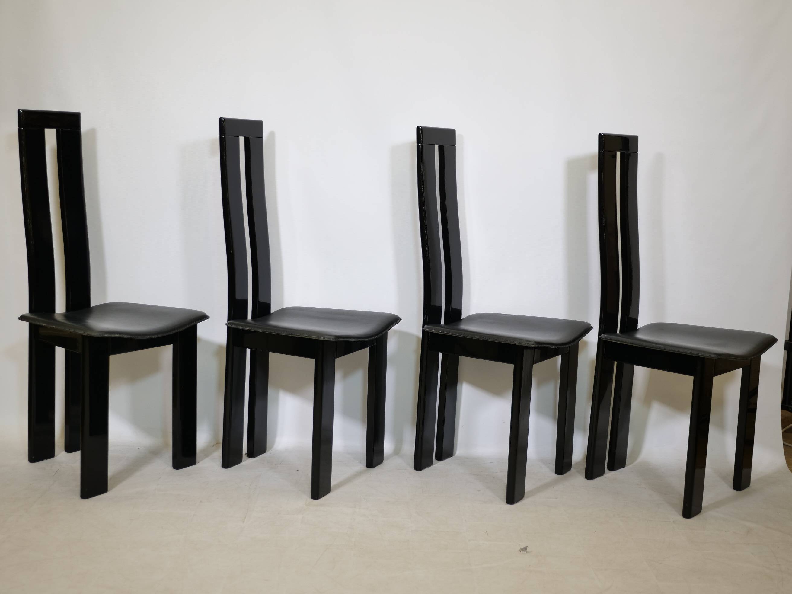Postmodern Black Dining Chairs by Pietro Costantini, Set of 4, 1970s
