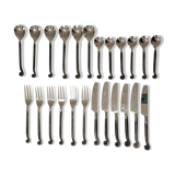 Ménagère 24 pièces en acier martelé
