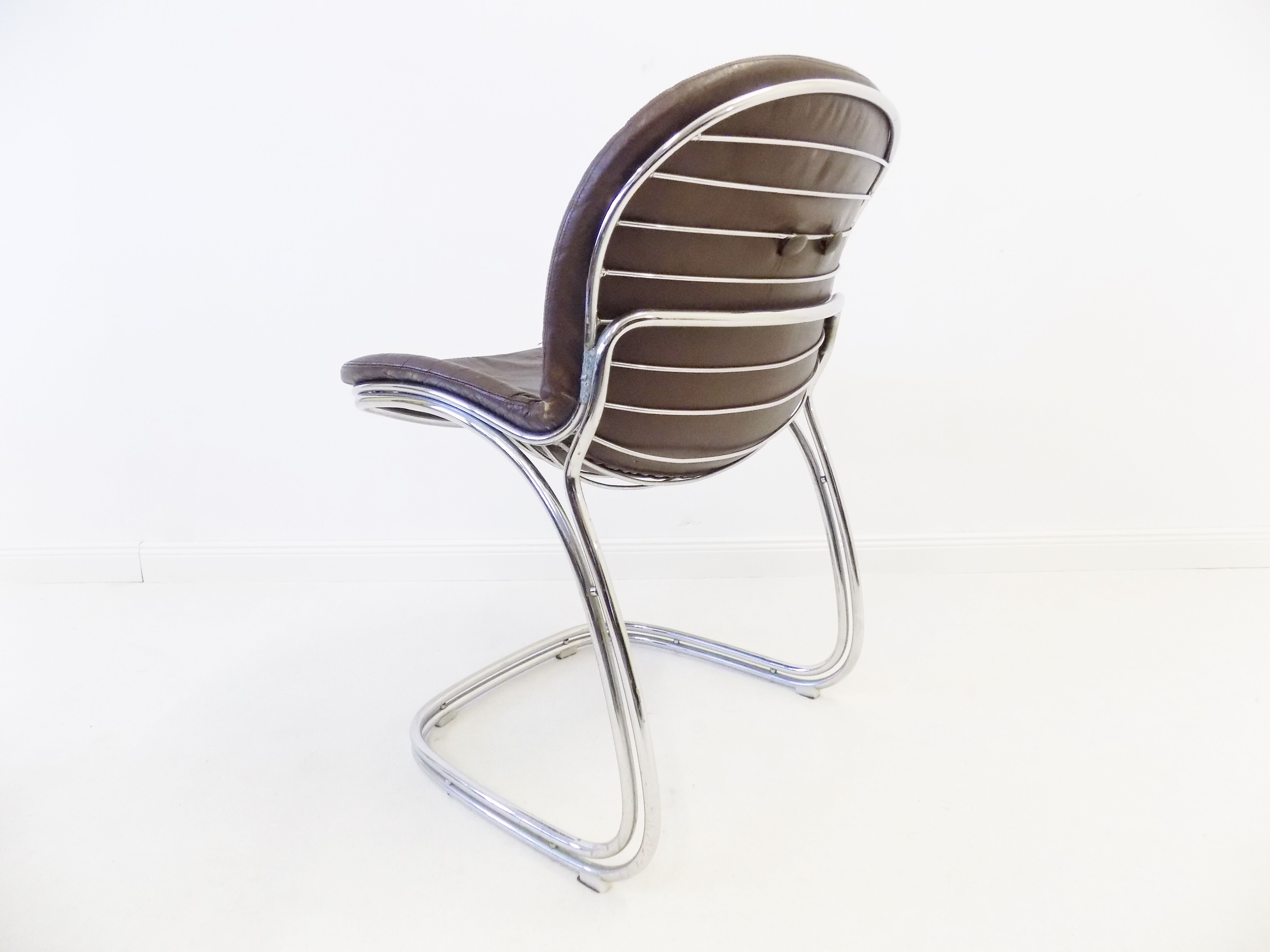 Rima Sabrina set of 4 leather dining chairs by Gastone Rinaldi
