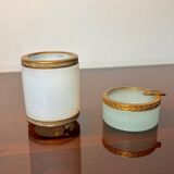 2 opaline ormolu tooth-stick holder & ashtray