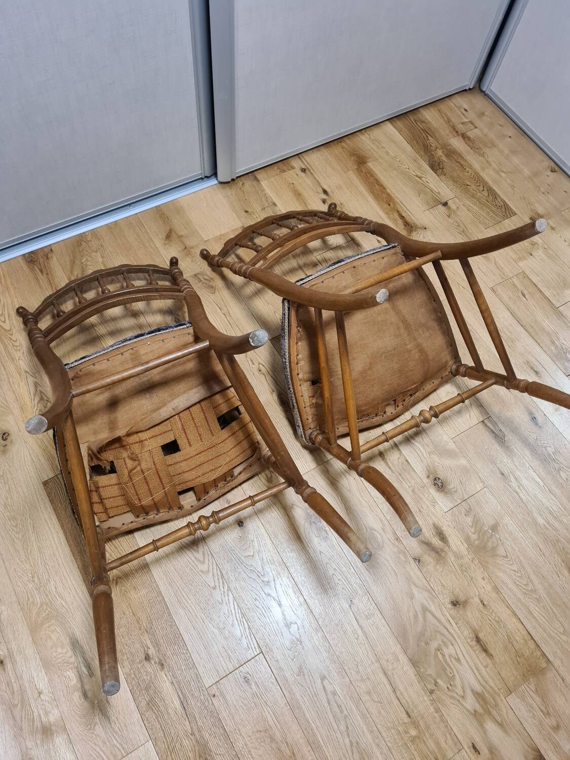 Lot of retro wooden chairs