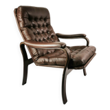 Mid Century Leather Armchair, Denmark, 1970s