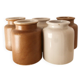 Set of five stoneware mustard pots