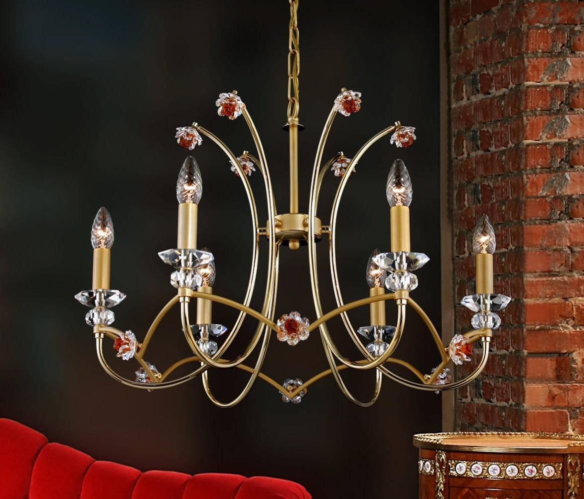Vianden designer brass and crystal pendant light by Castro Lighting