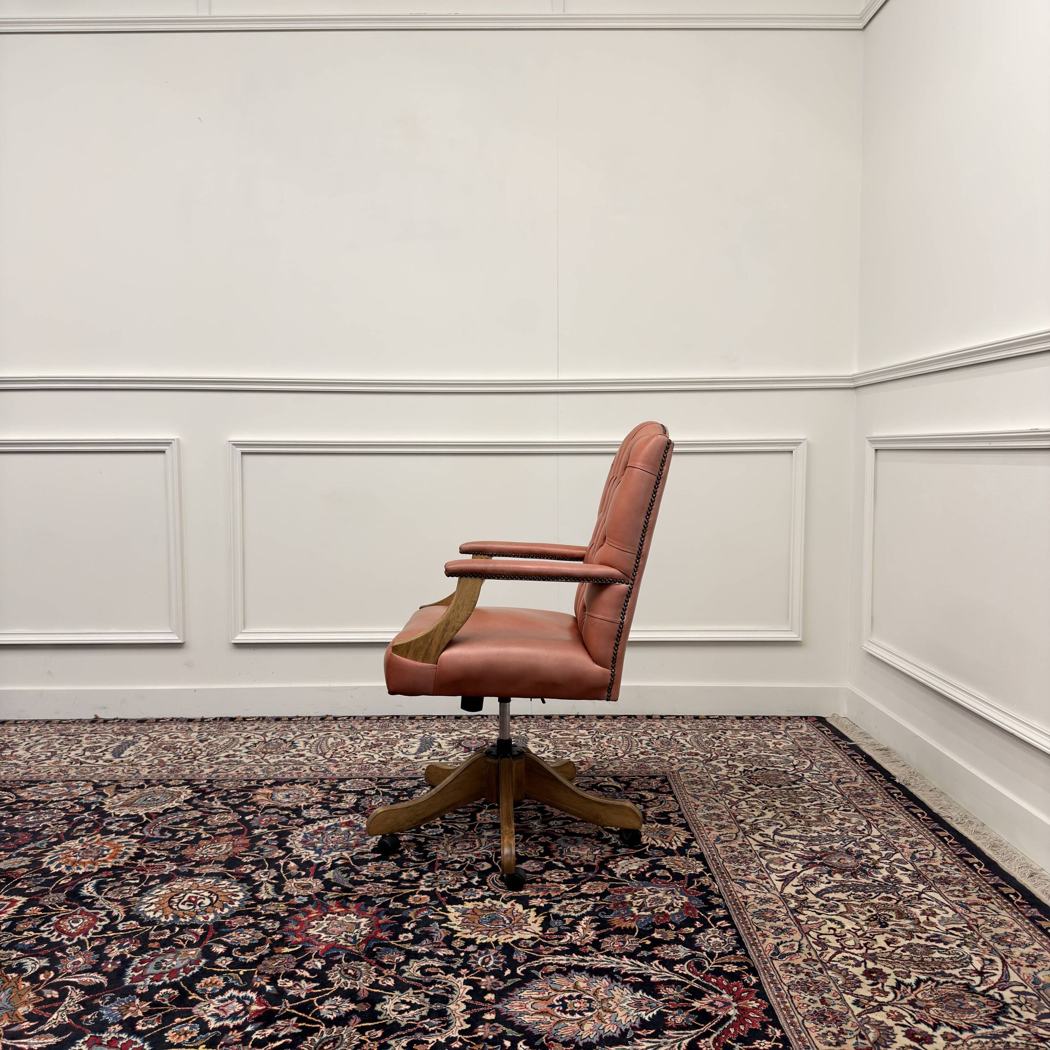 Classic English Salmon Colored Office Chair