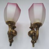 Pair of Art Deco pink wall sconces
