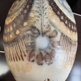 Stoneware lamp (base) signed Joël Courjault for Keraluc – floral decoration