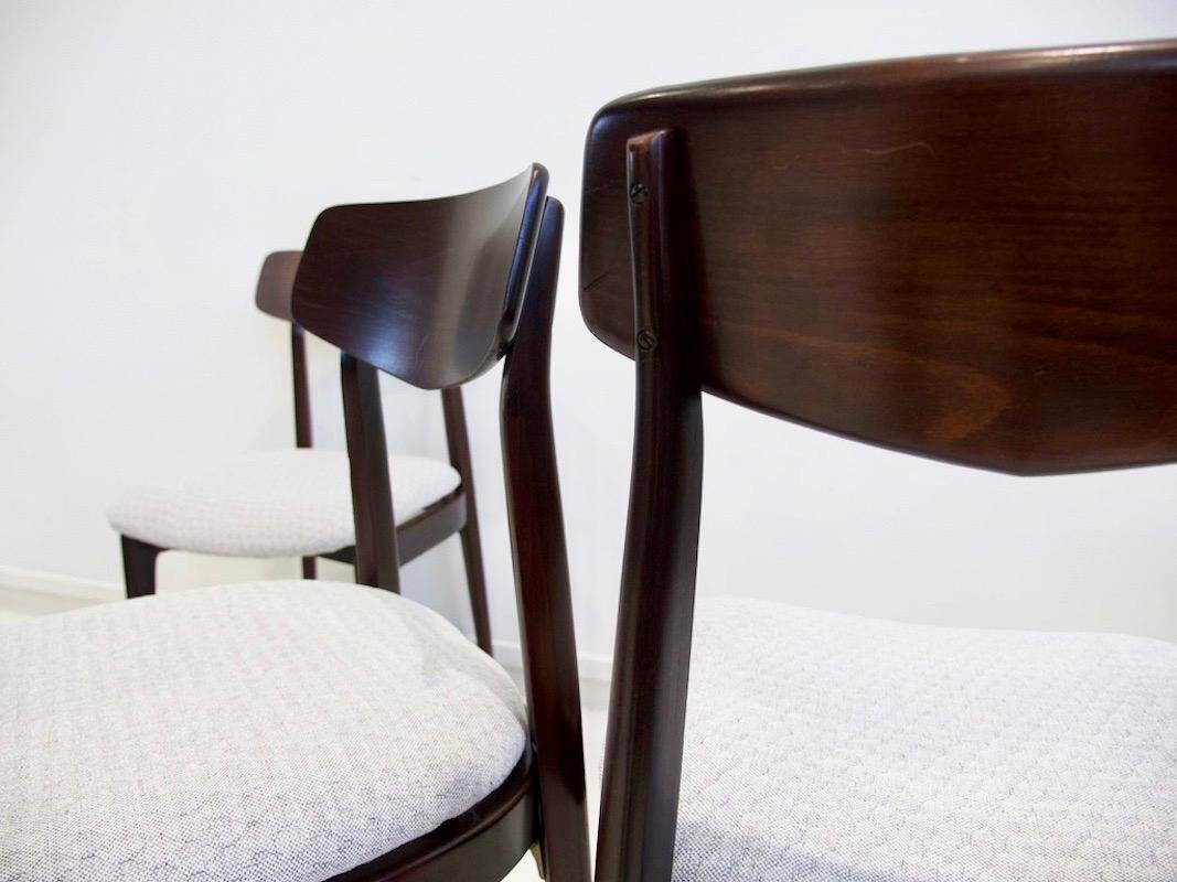 Set of six mid-century Italian wooden dining chairs.
