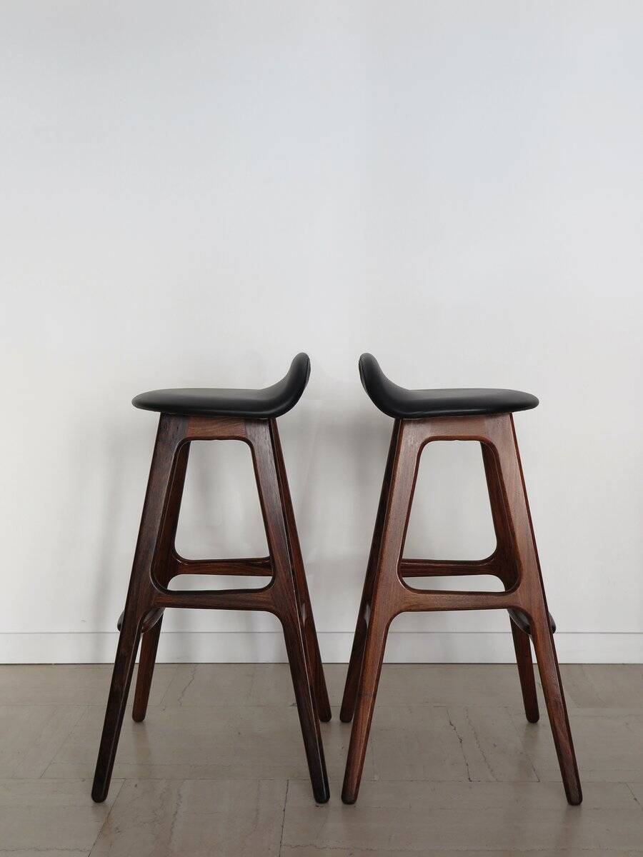 Scandinavian Bar Stools by Erik Buch, 1960s, Set of 2