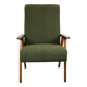 Fauteuil design vintage loft vert olive bouclé haut